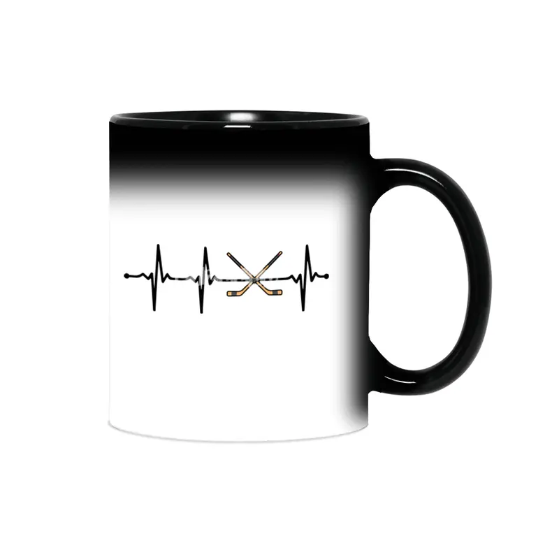 Crossed Ice Hockey Sticks ECG Heartbeat Pulse Bv Sihirli Kupa