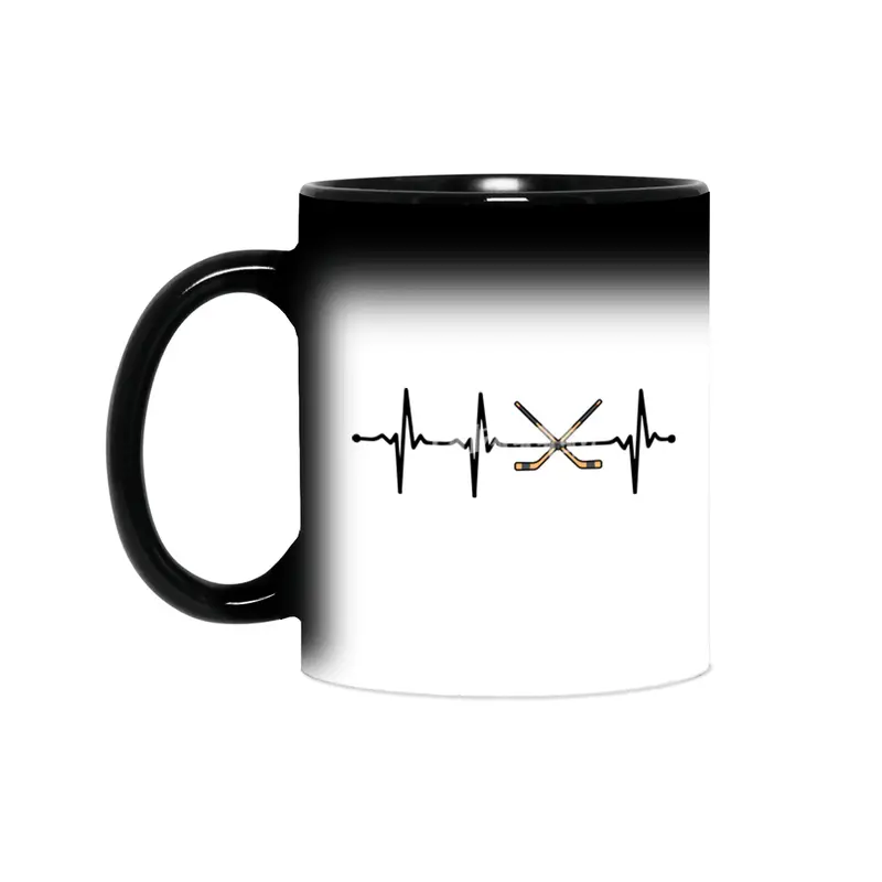 Crossed Ice Hockey Sticks ECG Heartbeat Pulse Bv Sihirli Kupa