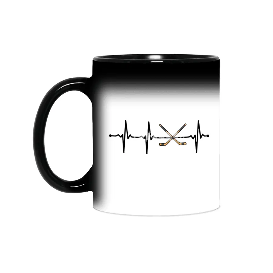 Crossed Ice Hockey Sticks ECG Heartbeat Pulse Bv Sihirli Kupa