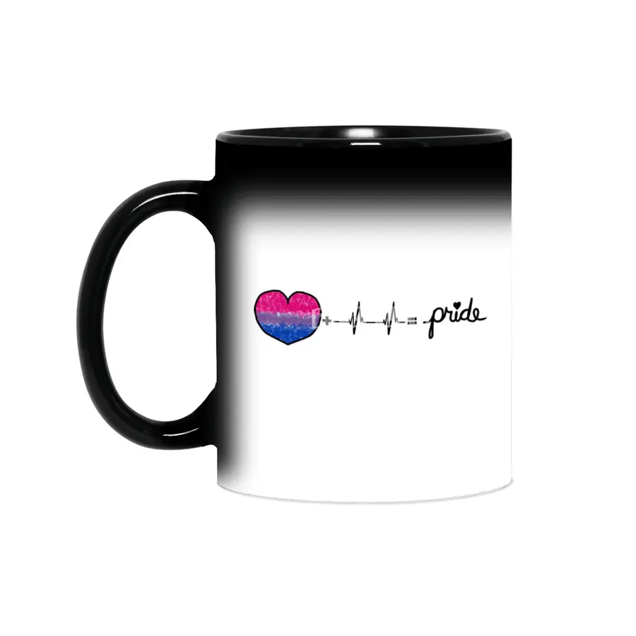 Bi-Sexual Pride Flag Heart + Heartbeat = Pride Design Sihirli Kupa