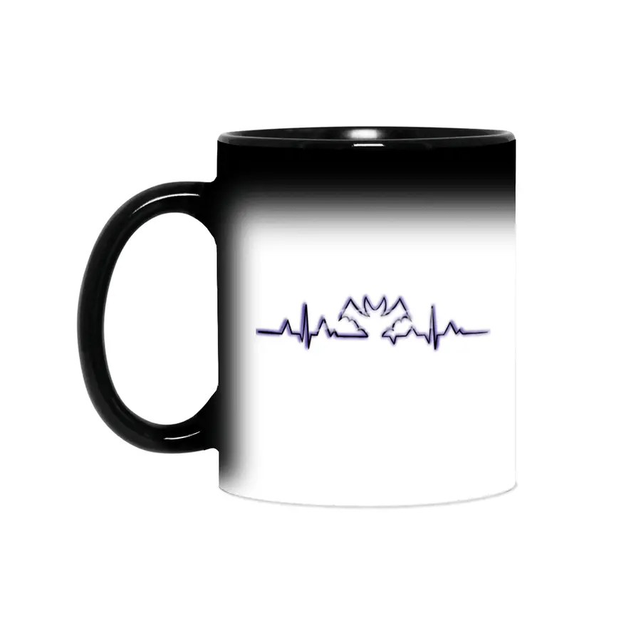 Purple Bats in my Heart - Halloween Heartbeat Sihirli Kupa
