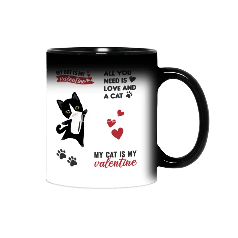 Cats Sticker Set My Cat Is My Valentine Black Sihirli Kupa