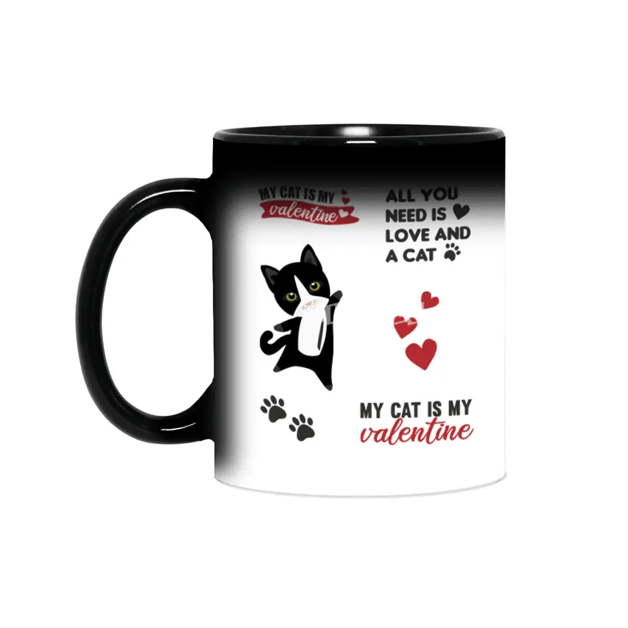Cats Sticker Set My Cat Is My Valentine Black Sihirli Kupa