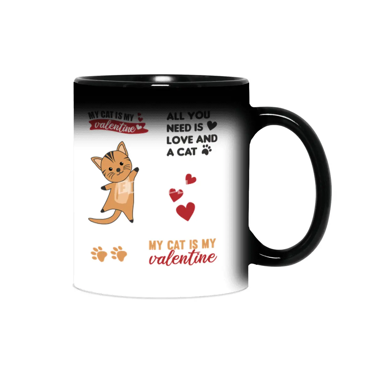 Cats Sticker Set My Cat Is My Valentine Red Heart Sihirli Kupa