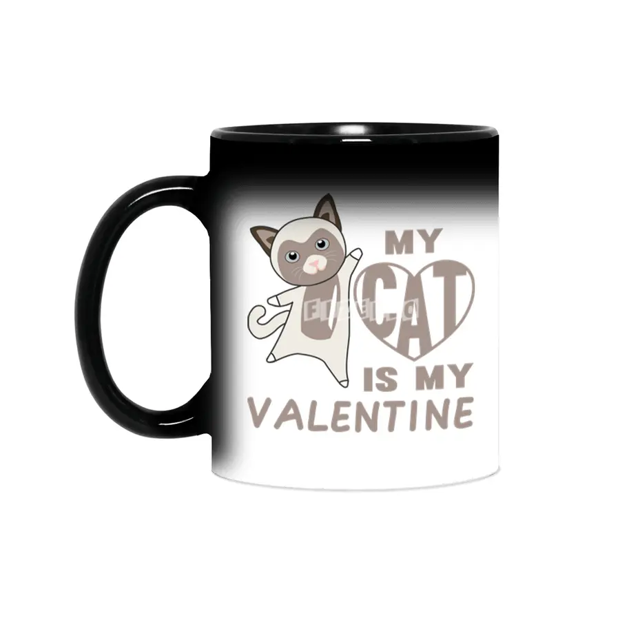 My Cat Is My Valentine Brown Cute Cats Sihirli Kupa