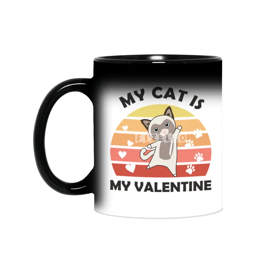 My Cat Is My Valentine Cats Siamese Cat Vintage Sihirli Kupa