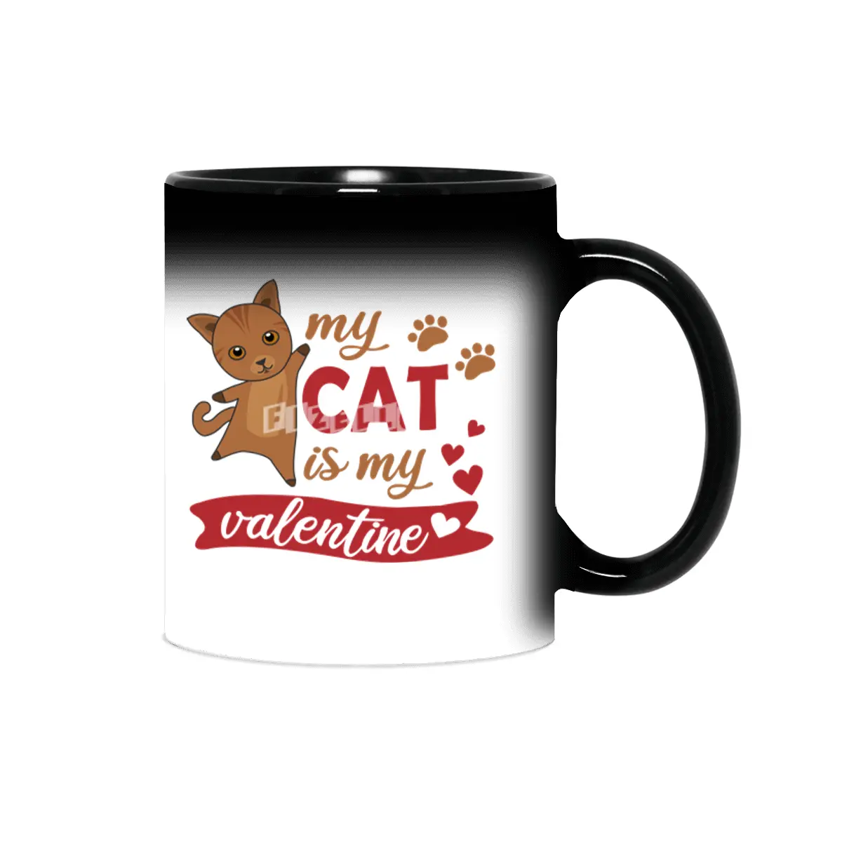 My Cat Is My Valentine Cute Cat Mom Brown Sihirli Kupa