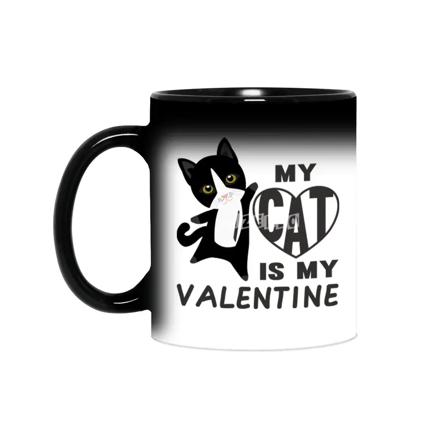 My Cat Is My Valentine Cute Cats For Women Heart Sihirli Kupa