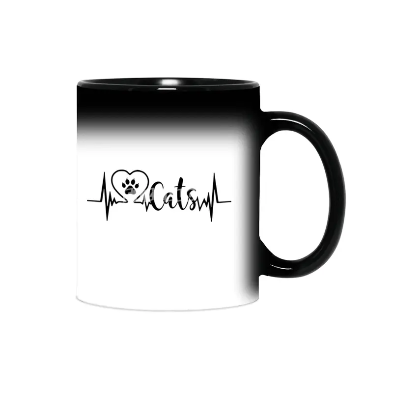CAT LOVER GIFTS CATS HEARTBEAT Sihirli Kupa