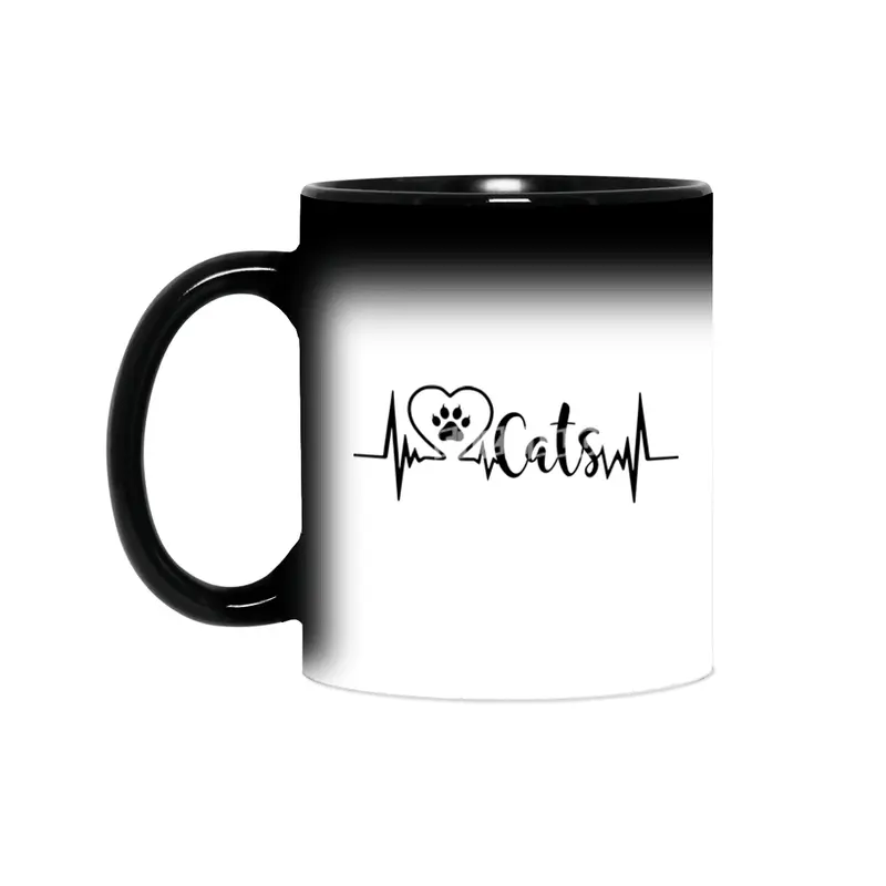 CAT LOVER GIFTS CATS HEARTBEAT Sihirli Kupa