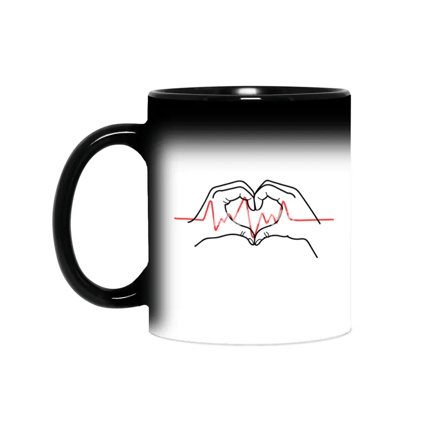 Heartbeat Design: Two Hands Forming a Heart with Fingers Sihirli Kupa