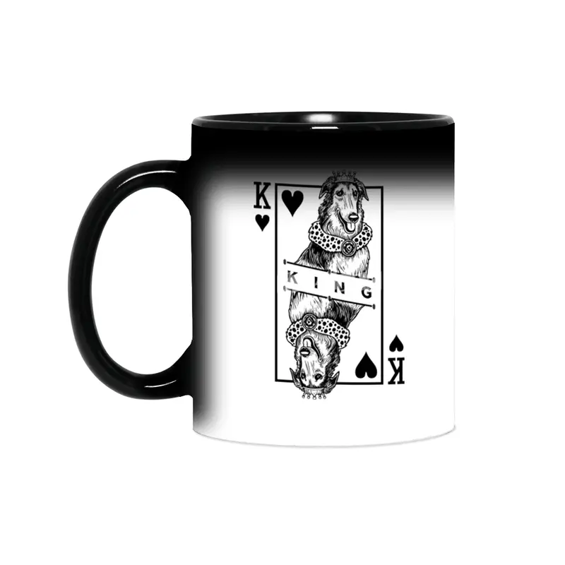 Borzoi King Of Hearts Funny Dog Lover Pop Art Sihirli Kupa
