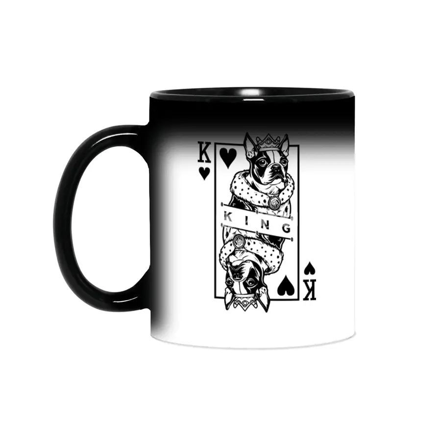 Boston Terrier King Of Hearts Cute Dog Playing Card Pop Art Sihirli Kupa