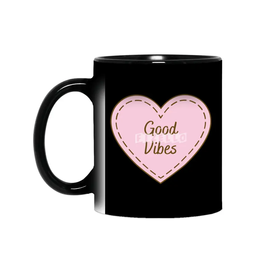 I Love Good Vibes Simple Heart Design Sihirli Kupa