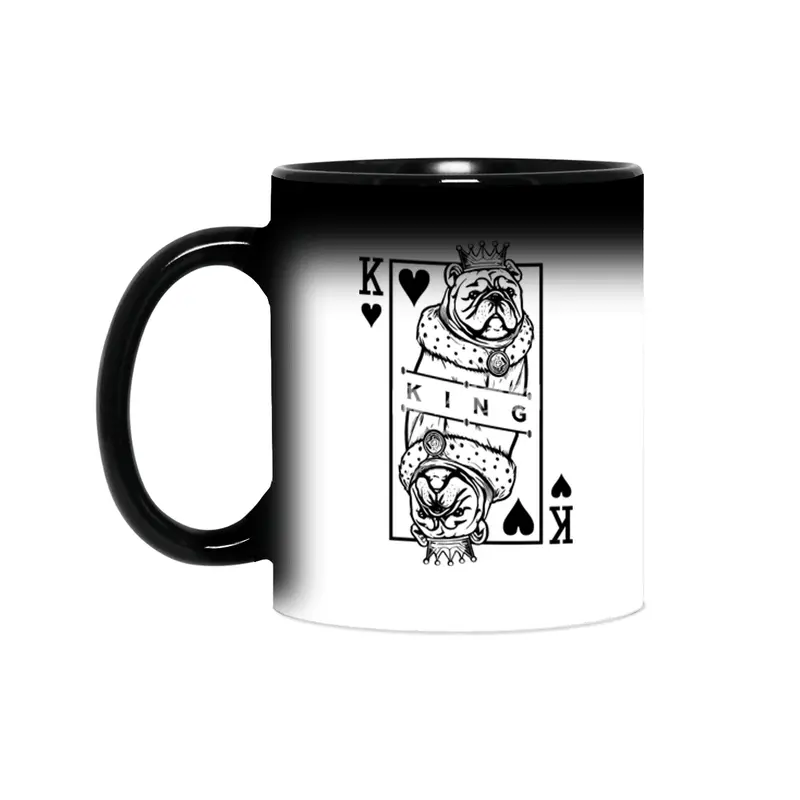 Bulldog King Of Hearts Funny Dog Lover Playing Card Pop Art Sihirli Kupa