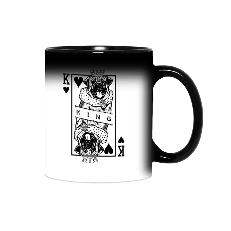 Bullmastiff King Of Hearts Funny Dog Lover Card Pop Art Sihirli Kupa