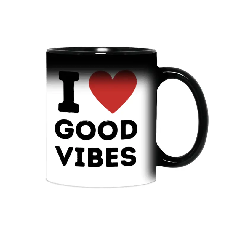 I Love Good Vibes Simple Heart Design Sihirli Kupa