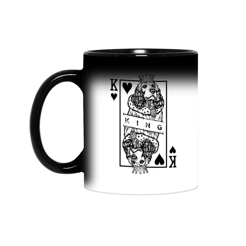 Cocker Spaniel King Of Hearts Cute Dog Playing Card Pop Art Sihirli Kupa
