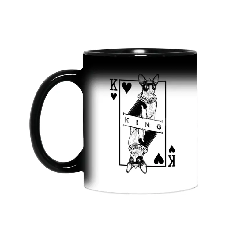 Cornish Rex Cat Lover King Of Hearts Funny Pop Art Sihirli Kupa