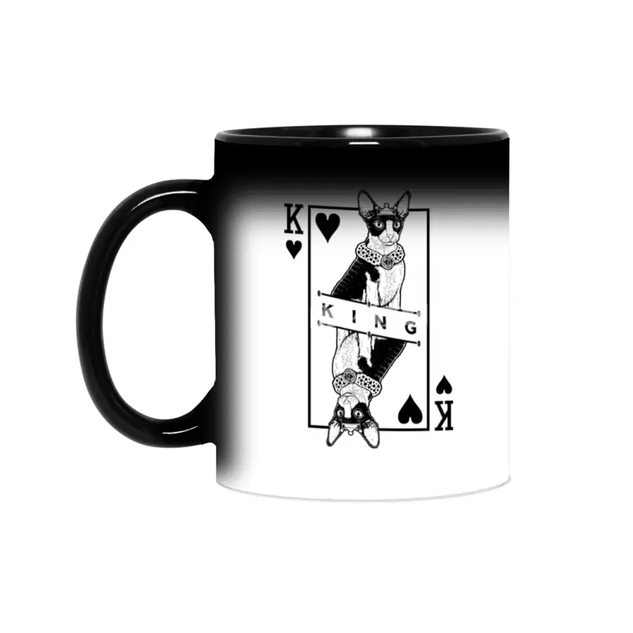 Cornish Rex Cat Lover King Of Hearts Funny Pop Art Sihirli Kupa