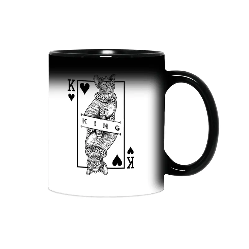 Devon Rex Cat Lover King Of Hearts Funny Pop Art Sihirli Kupa