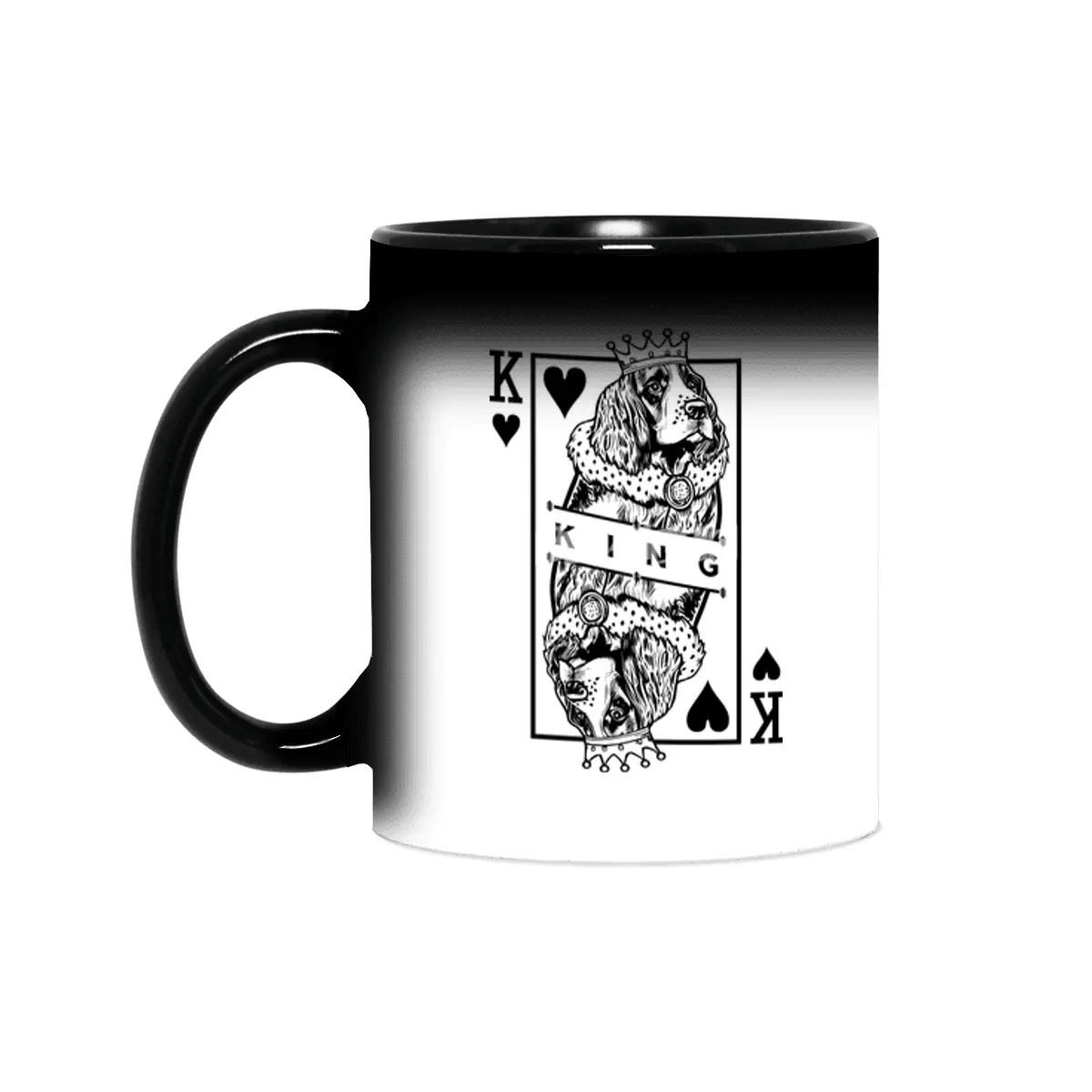 English Springer Spaniel King Of Hearts Dog Card Pop Art Sihirli Kupa