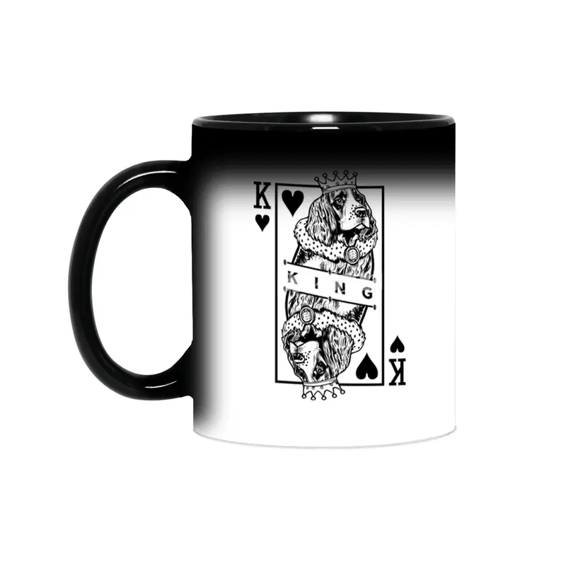 English Springer Spaniel King Of Hearts Dog Card Pop Art Sihirli Kupa