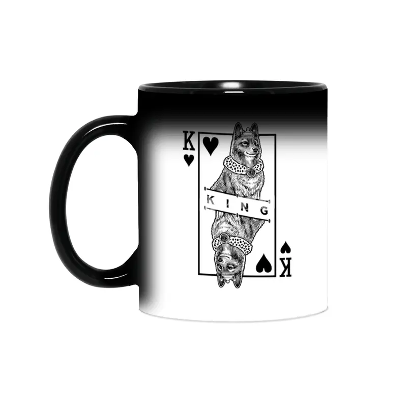 Finnish Spitz King Of Hearts Funny Dog Lover Pop Art Sihirli Kupa