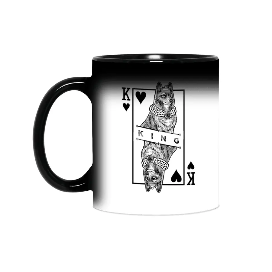 Finnish Spitz King Of Hearts Funny Dog Lover Pop Art Sihirli Kupa
