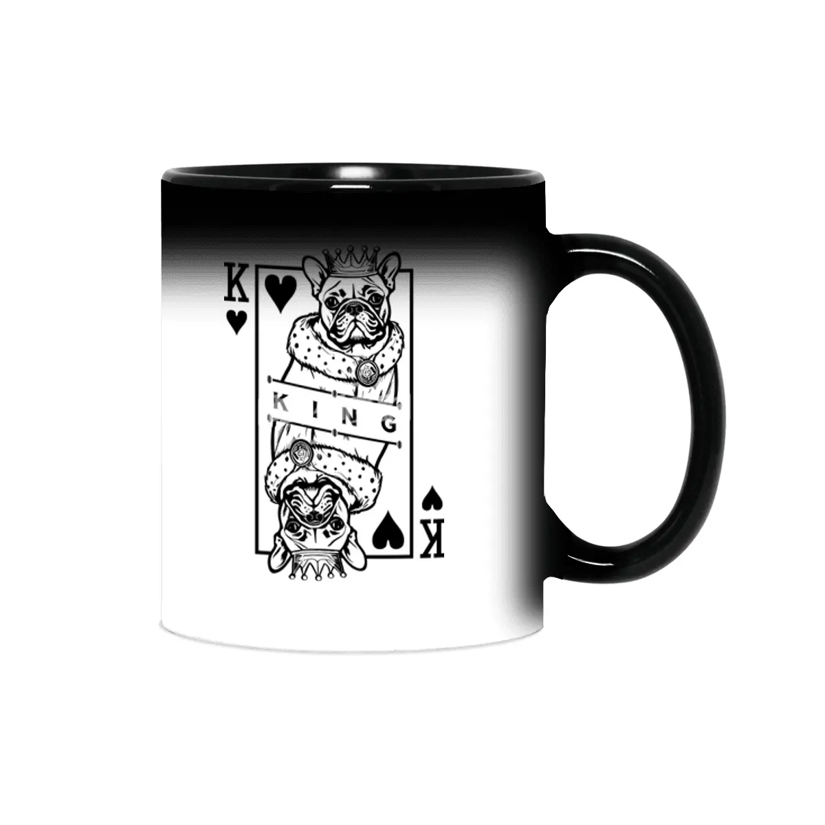 French Bulldog King Of Hearts Dog Playing Card Pop Art Sihirli Kupa