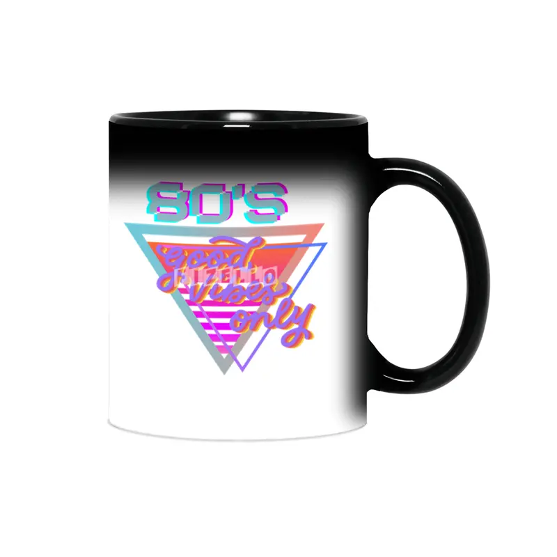 80s Good vibes Vintage Pink and purple stripes triangle Sihirli Kupa