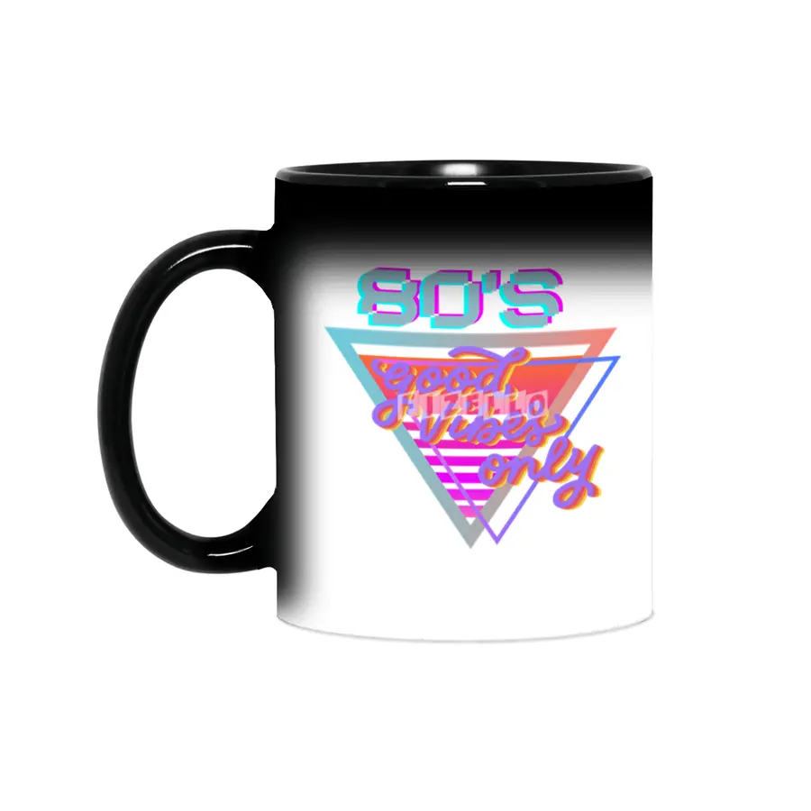 80s Good vibes Vintage Pink and purple stripes triangle Sihirli Kupa