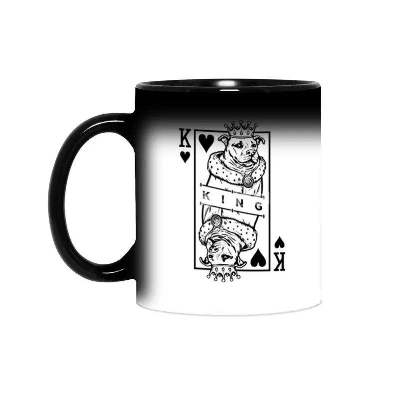 Funny Pitbull King Of Hearts Dog Lover Playing Card Pop Art Sihirli Kupa
