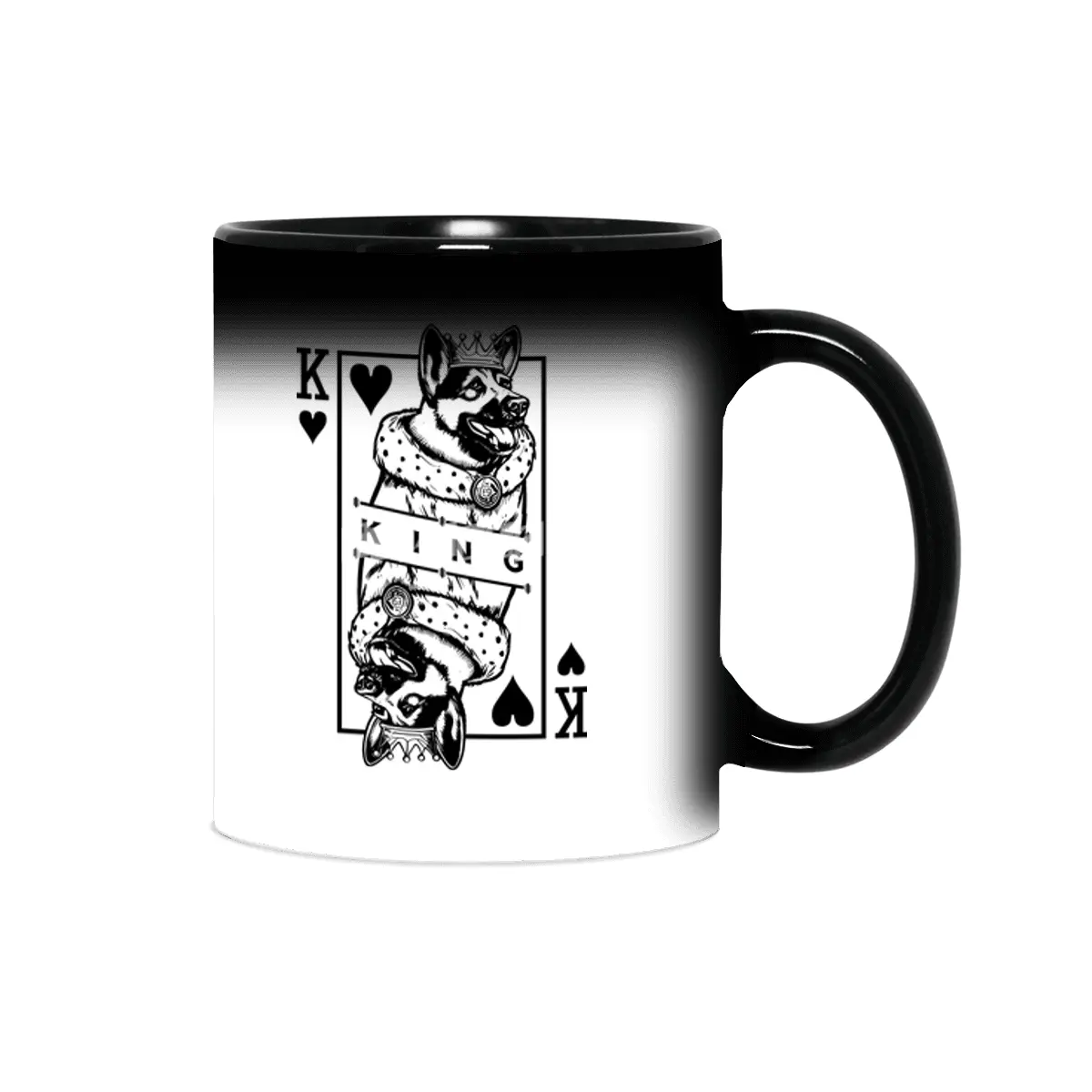 German Shepherd King Of Hearts Dog Playing Card Pop Art Sihirli Kupa