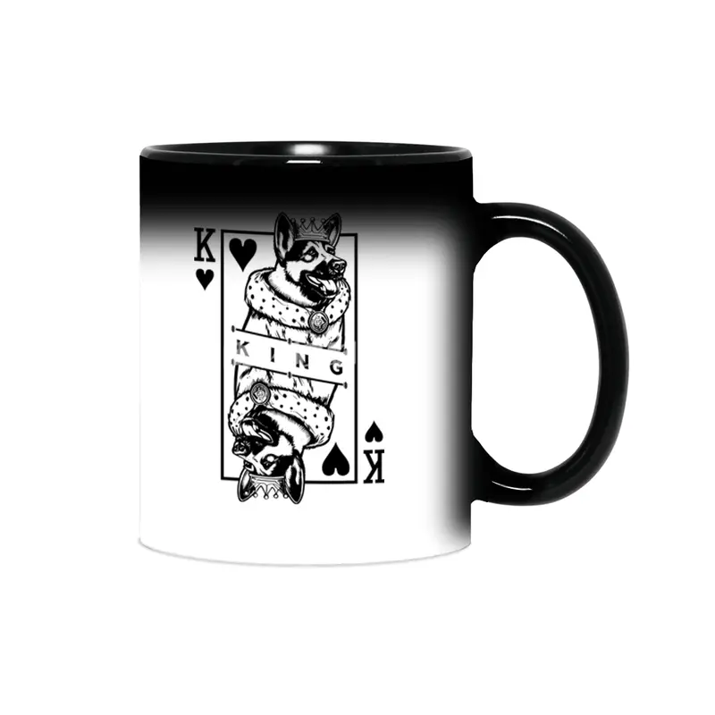 German Shepherd King Of Hearts Dog Playing Card Pop Art Sihirli Kupa