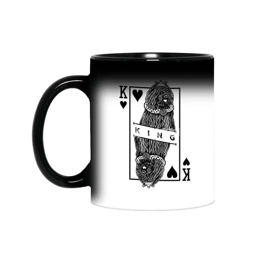 Hungarian Puli King Of Hearts Funny Dog Lover Pop Art Sihirli Kupa