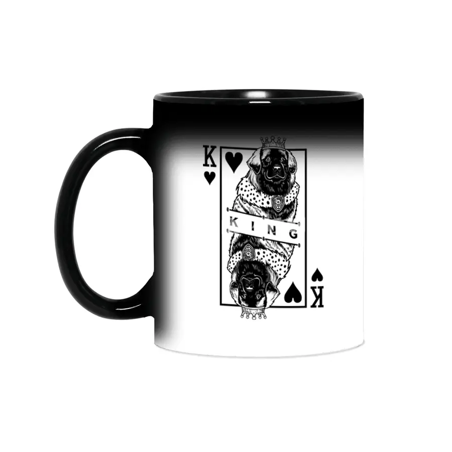 Leonberger King Of Hearts Funny Leo Dog Lover Pop Art Sihirli Kupa
