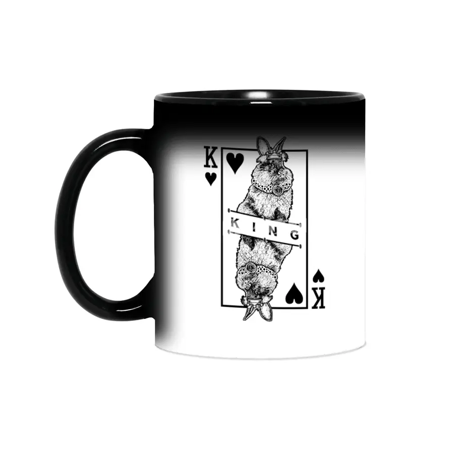 Lionhead Bunny Rabbit King Of Hearts Funny Pet Pop Art Sihirli Kupa