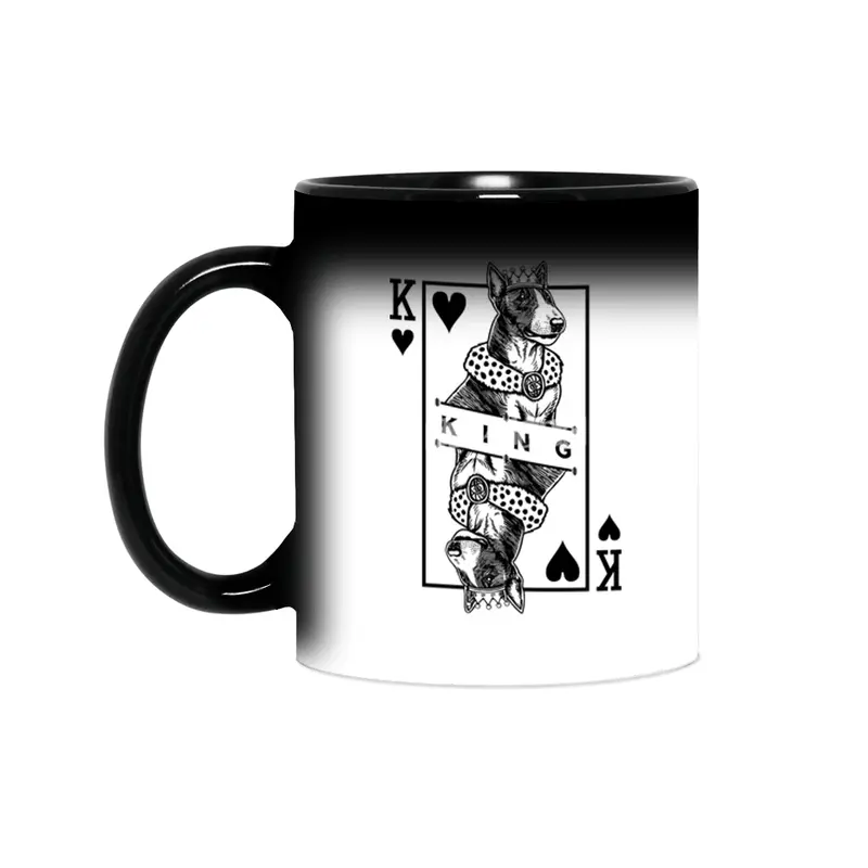 Miniature Bull Terrier King Of Hearts Dog Lover Pop Art Sihirli Kupa