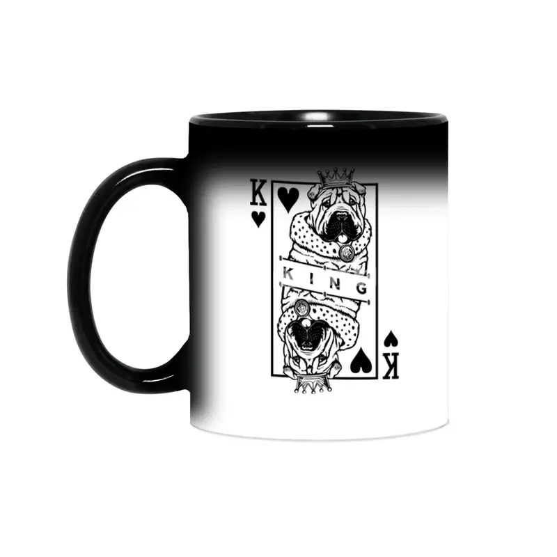 Shar Pei King Of Hearts Funny Dog Lover Card Pop Art Sihirli Kupa