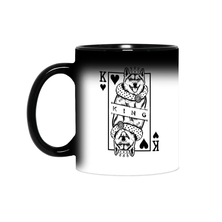 Shiba Inu King Of Hearts Funny Dog Playing Card Pop Art Sihirli Kupa
