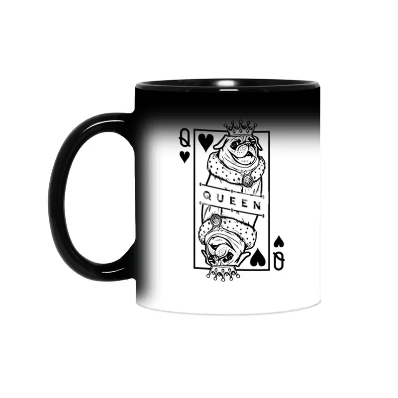 Funny Pug Queen Of Hearts Dog Lover Playing Card Pop Art Sihirli Kupa