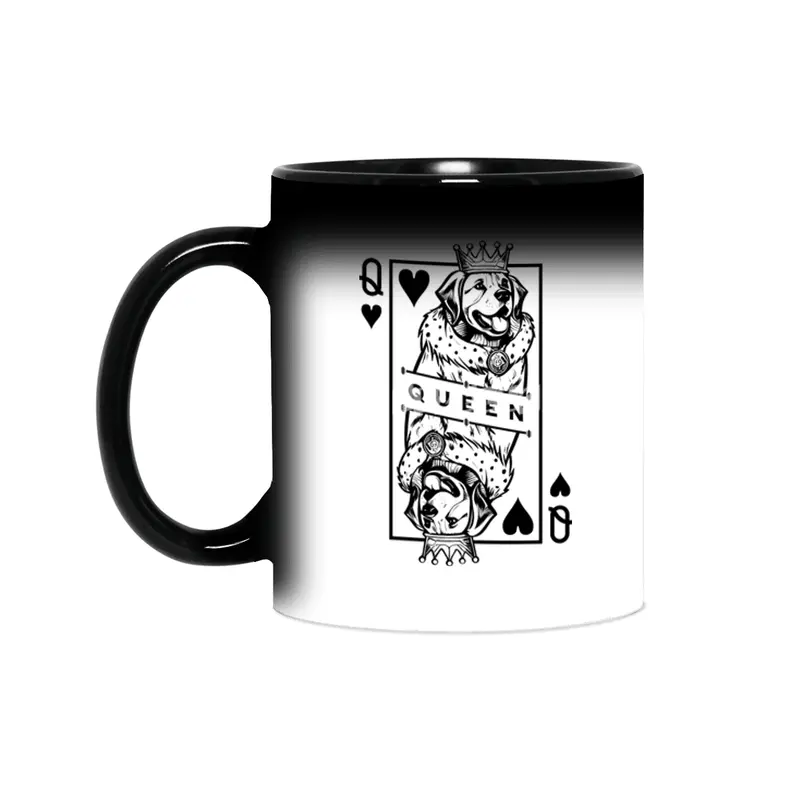 Golden Retriever Queen Of Hearts Dog Playing Card Pop Art Sihirli Kupa