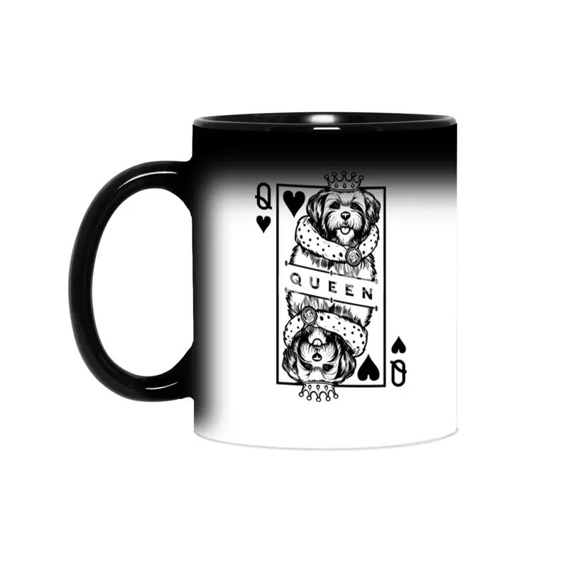 Havanese Queen Of Hearts Funny Dog Playing Card Pop Art Sihirli Kupa