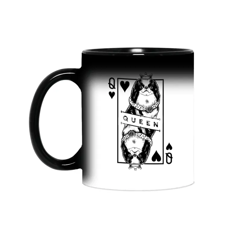 Japanese Chin Spaniel Queen Of Hearts Funny Dog Pop Art Sihirli Kupa