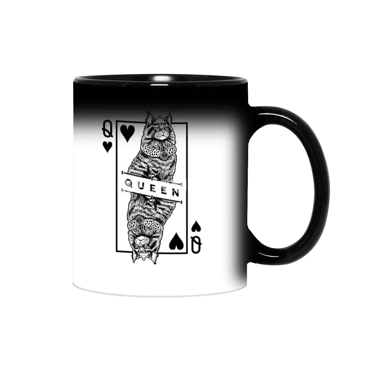 Maine Coon Queen Of Hearts Funny Cat Lover Pop Art Sihirli Kupa