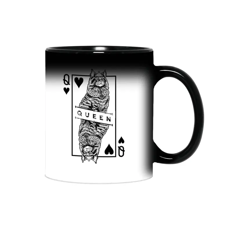 Maine Coon Queen Of Hearts Funny Cat Lover Pop Art Sihirli Kupa