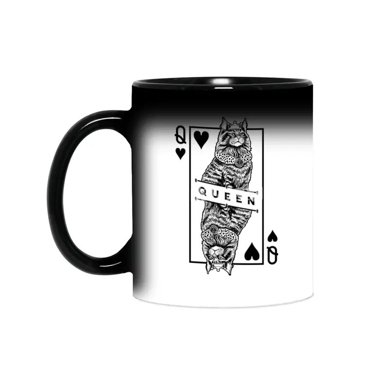 Maine Coon Queen Of Hearts Funny Cat Lover Pop Art Sihirli Kupa