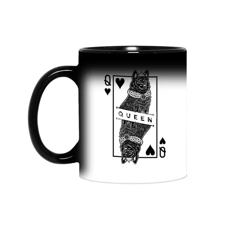 Mudi Black Queen Of Hearts Funny Dog Lover Pop Art Sihirli Kupa