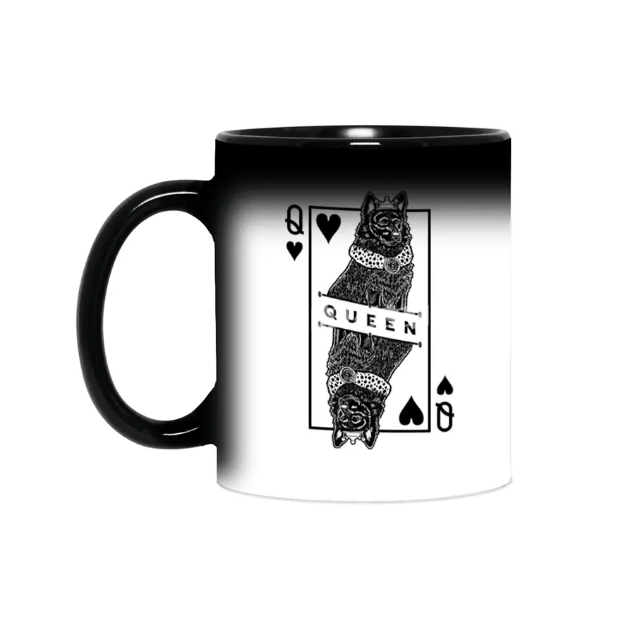 Mudi Black Queen Of Hearts Funny Dog Lover Pop Art Sihirli Kupa
